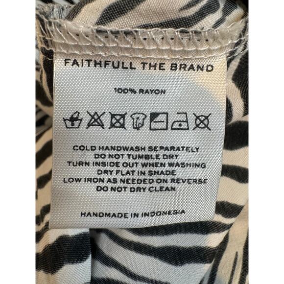 Faithfull The Brand NWT Marie Louise Animal Zebra Print Midi Puff Sleeve Dress - Picture 9 of 12